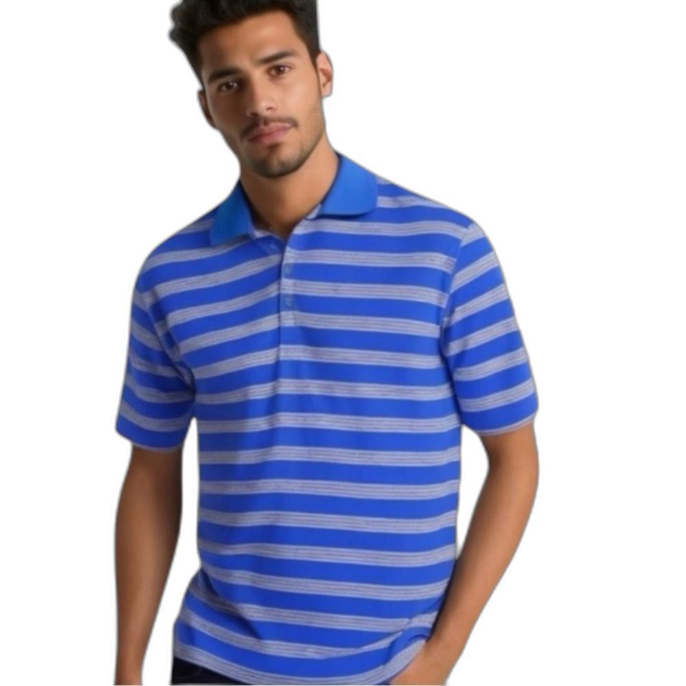 Nike Golf Mens Striped Dri-Fit Performance Polo Shirt Blue Mens Size M